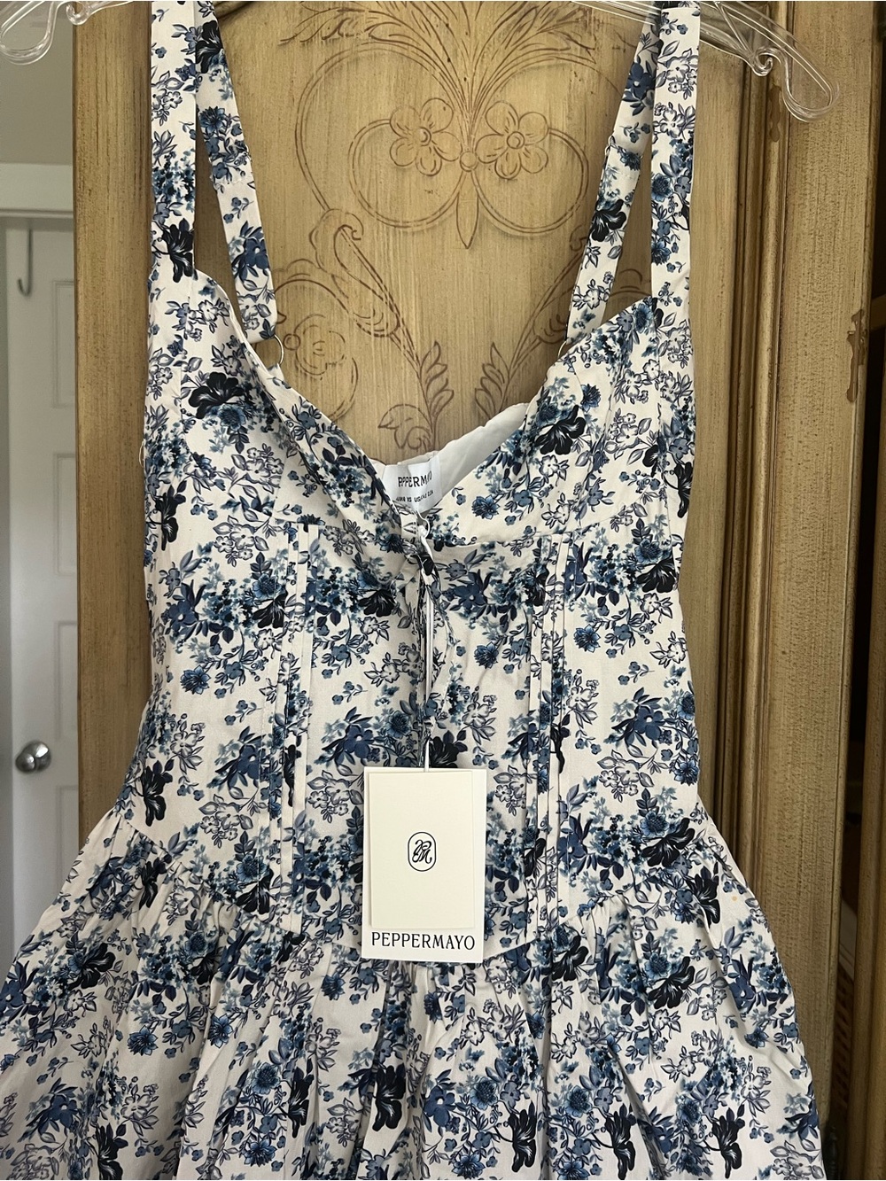 Peppermayo White and Blue Floral Mini Dress - Picture 2 of 6